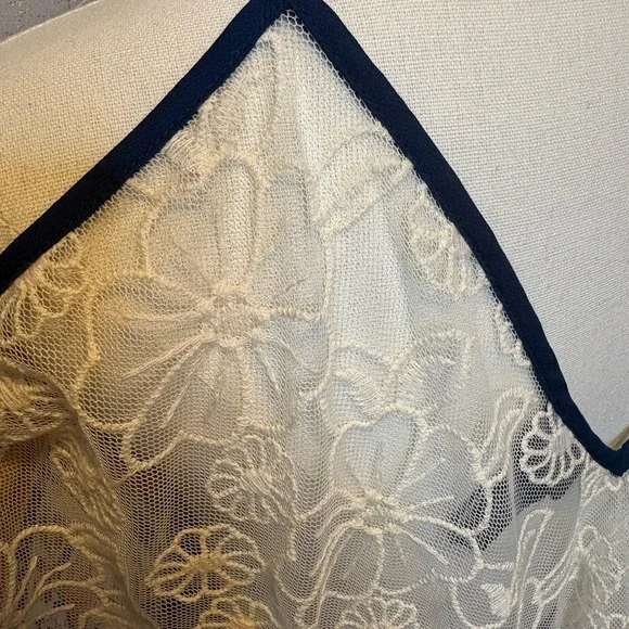 Women's Off Shoulder Navy and Cream Patterned Top - Picture 6 of 6